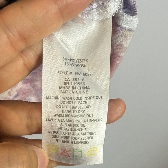 Elena Wang Vibrant Tie Dye Butterfly Print Semi Sheer Short Sleeve Tee Size M - Picture 8 of 9